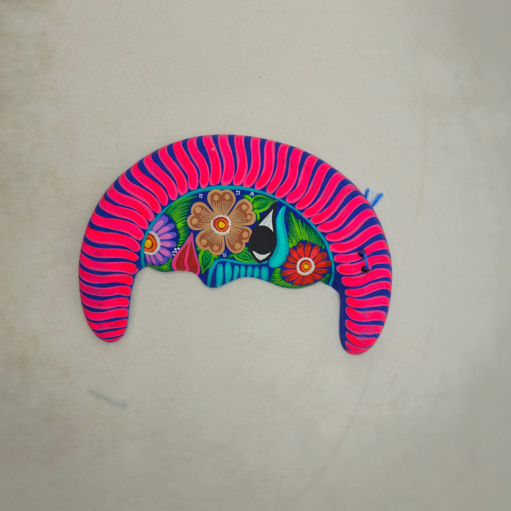 Alebrije Moon Wall Art | Hand-Painted Floral Design